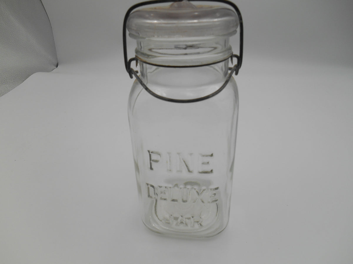 1927–1928 Pine Deluxe Quart Canning Jar – Clear Glass