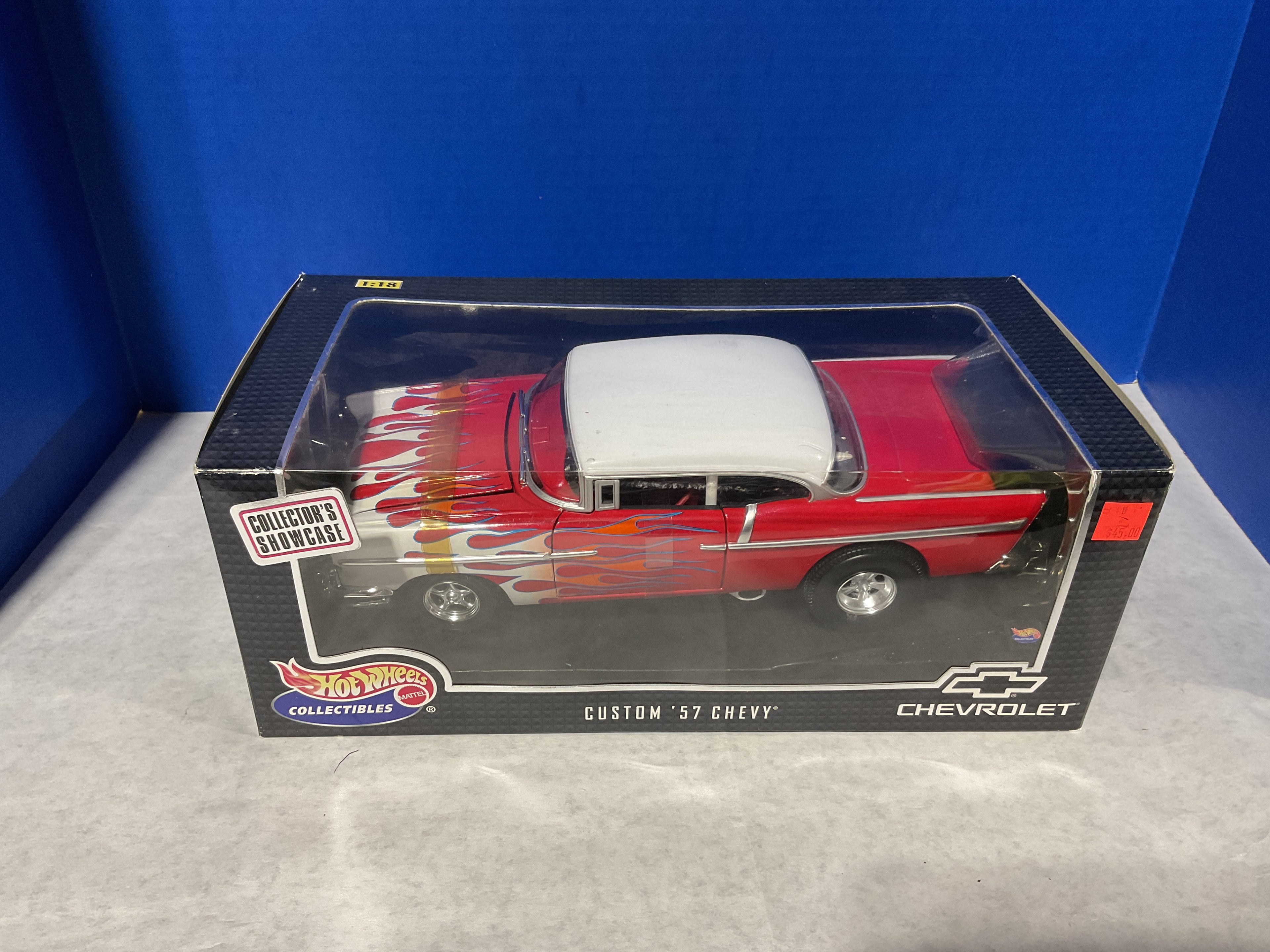 Hot Wheels Custom '57 Chevy 1:18 Scale – Red w/ Flames (Collector’s Showcase)