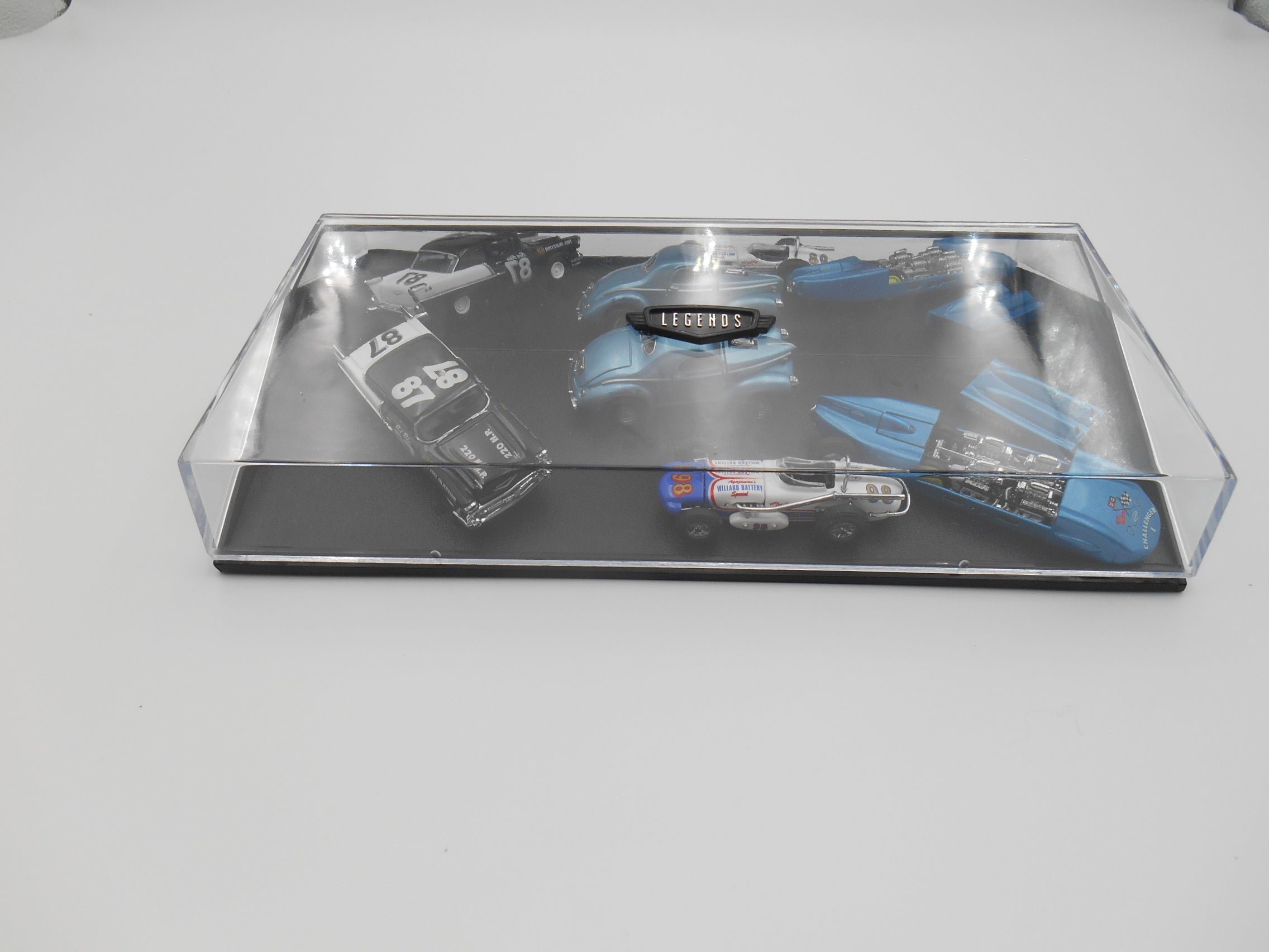 Hot Wheels Legends Custom Land Speed Rods 4-Car Set w/ Mirrored Display Case