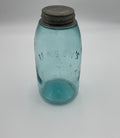 Mason's Patent Nov 30th 1858 Aqua Glass Jar – Embossed Fruit Jar w/ Zinc Lid #190