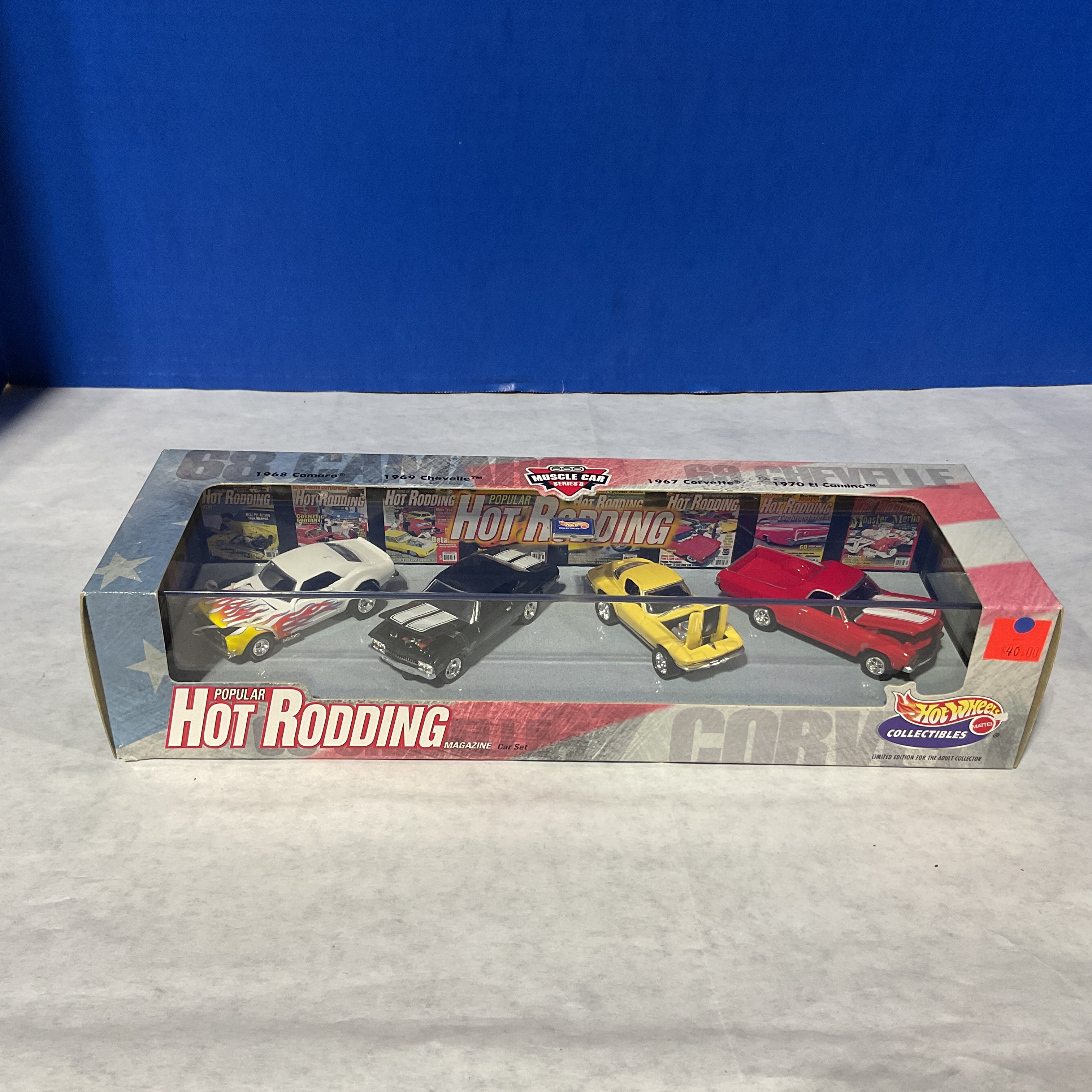 Hot Wheels Popular Hot Rodding Magazine Car Set – Die-Cast Collector Set (Camaro, Chevelle, Corvette, El Camino)
