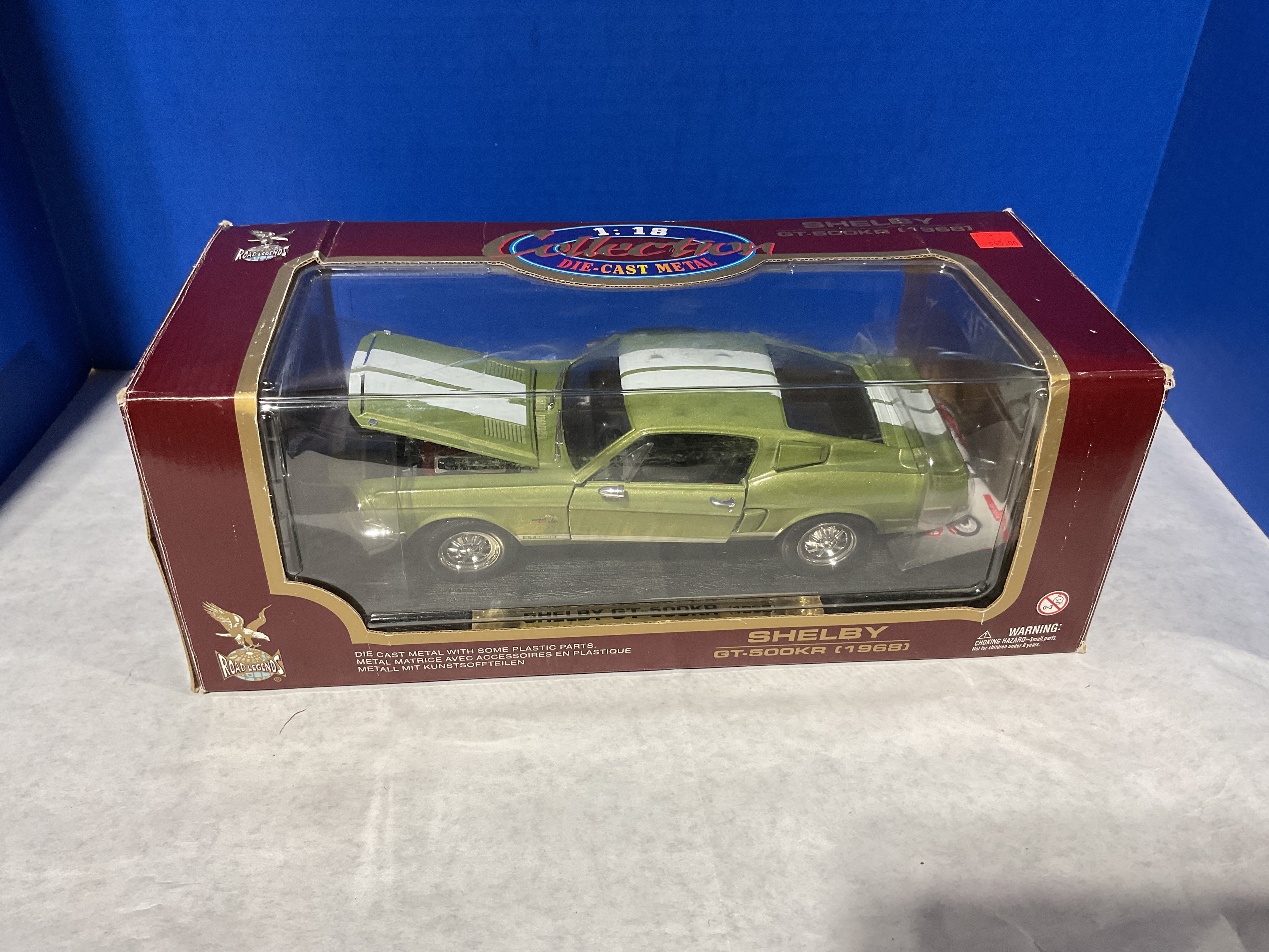 Road Legends 1968 Shelby GT-500KR 1:18 Scale Die-Cast – Green Fastback Muscle Car