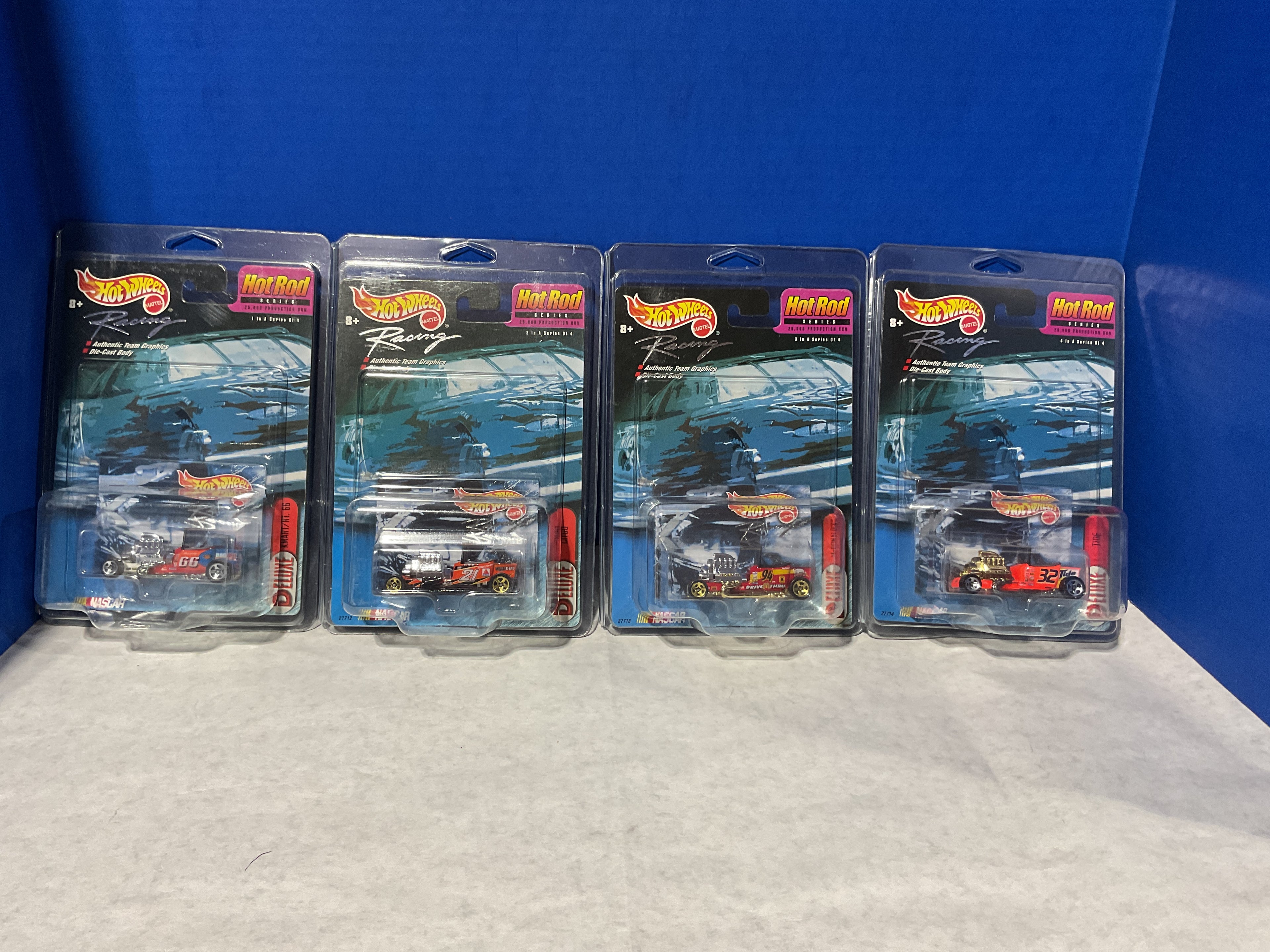 Set of 4 Hot Wheels Racing “Hot Rod” Series Die-Cast Cars – Limited Edition 1 of 25,000 (Sealed)