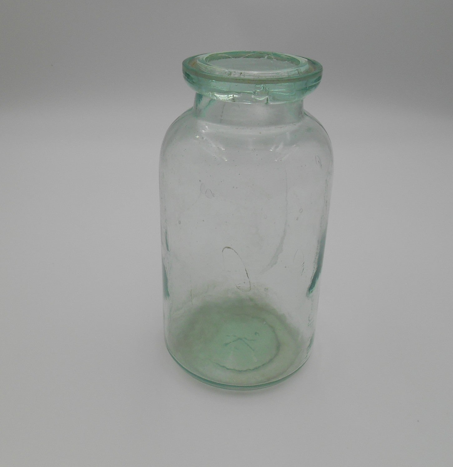 Vintage Aqua Glass Canning Jar Wide Mouth – Rustic Farmhouse Storage Bottle
