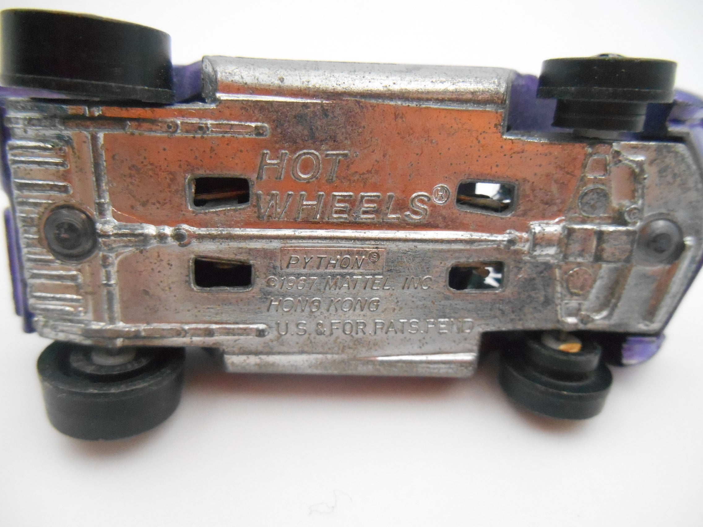 Vintage Hot Wheels Redline Python Purple 1967 Mattel Hong Kong spectra flame finish