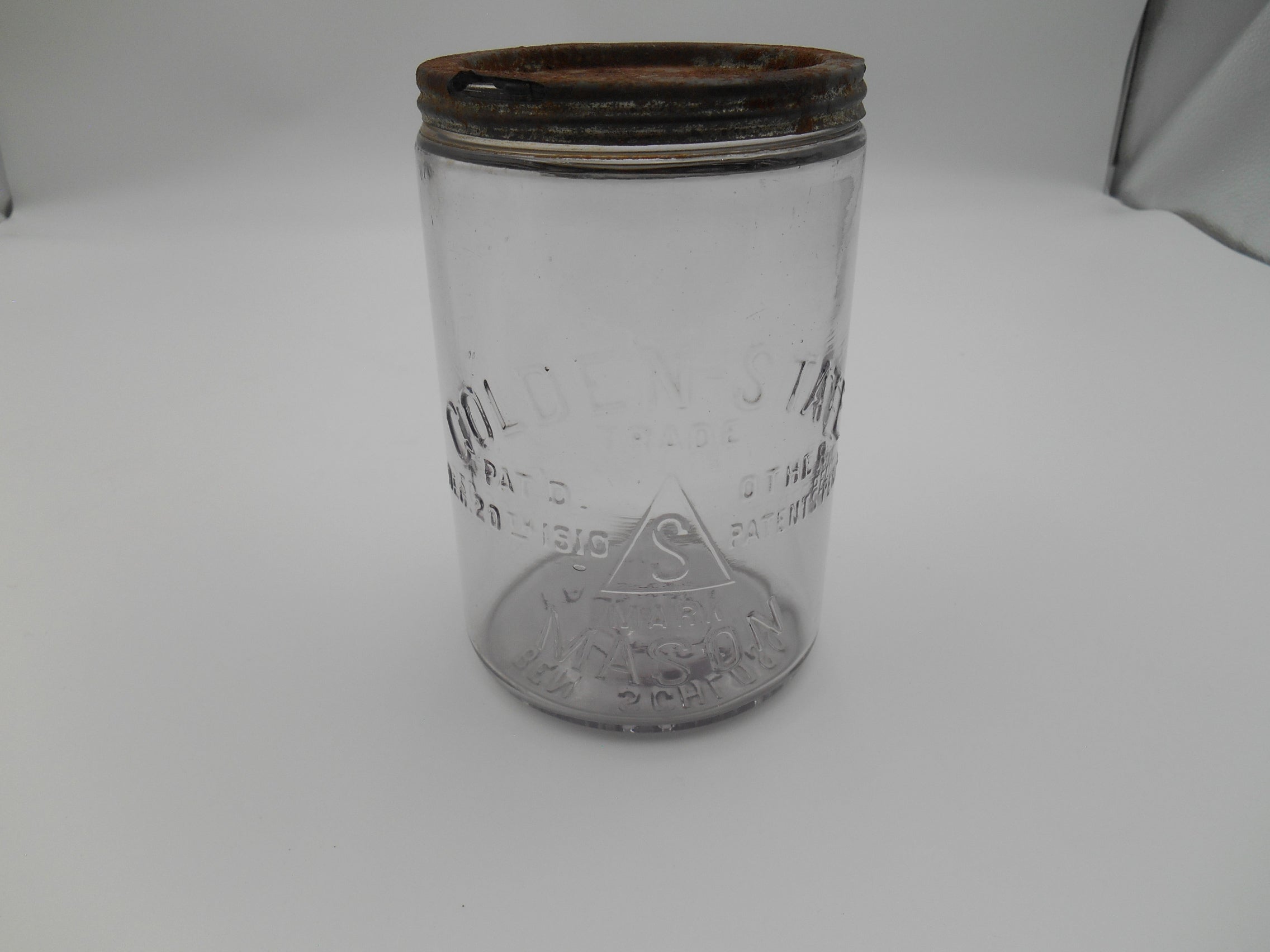Vintage Golden State Mason Glass Jar with Zinc Lid