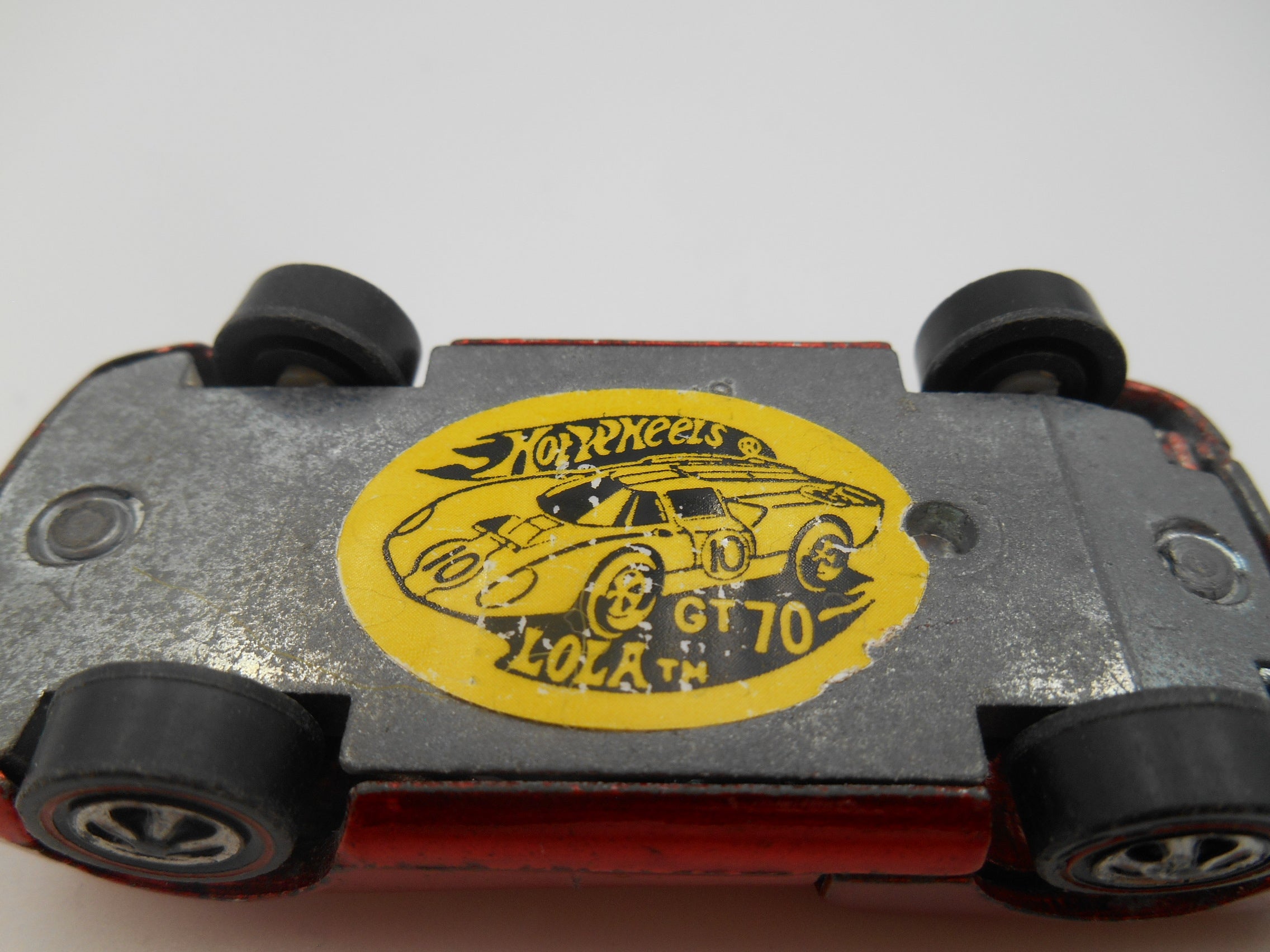 Vintage Hot Wheels Redline Lola GT70 Red Spectraflame Club Kit Base Sticker 1970 Mattel Hong Kong